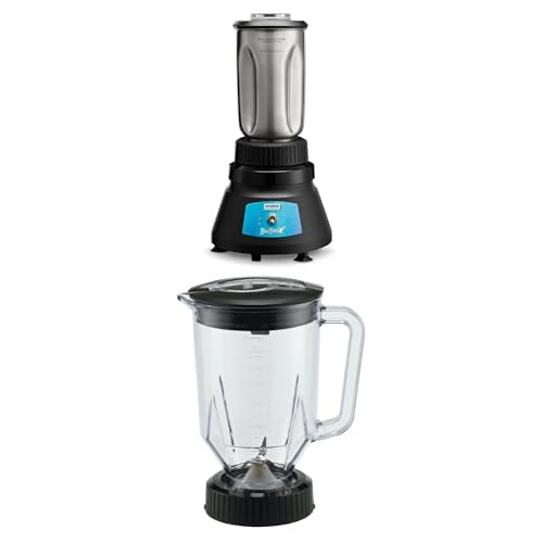 Bundle of Waring Commercial BevBasix™ Light Duty Bar Blender + Waring Commercial CAC29 Complete Copolyester Container with Blade and Lid 48-OunceBlack