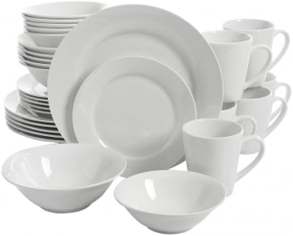 Noble Court Ceramic Dinnerware Set White - 30 Piece