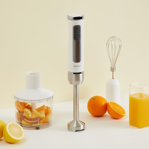 SHOOV Cordless Rechargeable 3 in 1 Hand Blender &amp Mixer Stainless Steel Stick Detachable 8 Speed + Turbo Easy to Clean Safety lock with LED white lights USB charge