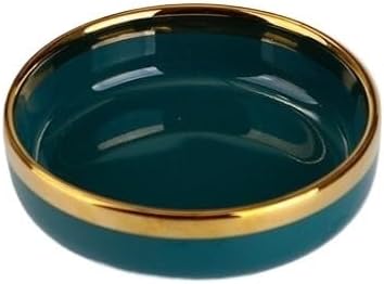 Dinner Sets Gilt Rim Green Ceramic Plate Steak Food Plates Bowls Ins Dinner Dish Luxurious Porcelain Dinnerware Set for Family Hotel(Small Dish)
