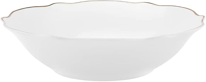 KARACA Daisy Gold Wave Shape Boat 27-Piece Porcelain Crockery Set for 6 People - Serving Plates Cake Plate Bowls Deep Plate - Daily and Special Tableware