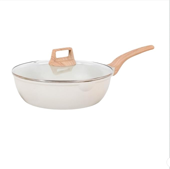 Cookware Sets-Coated Nonstick Cookware Set Induction &amp Gas Stove Compatible (Pan-Fry with glass lid 11.81 in)