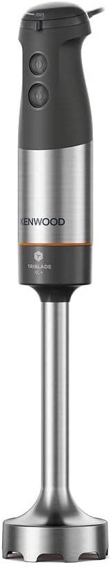 Kenwood Triblade XL HBM60.307GY Hand Mixer with Splash Guard Chopper 500 ml Metal Whisk and Puree Made of BPA-Free Plastic Dishwasher Safe 1000 W Grey