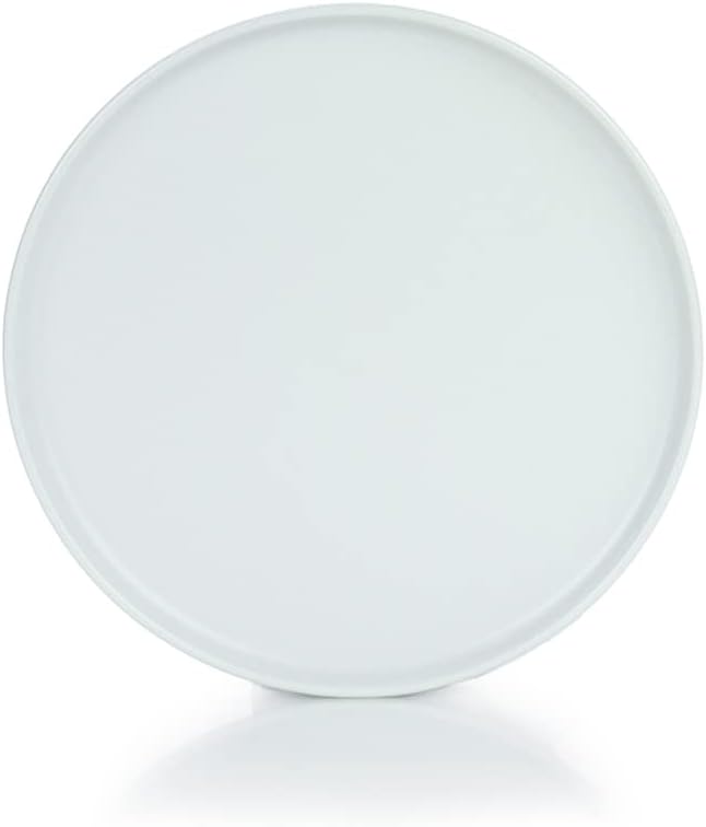 Everything Kitchens Modern Flat Dinnerware Collection (Soft Pink Dusty Blue &amp Stone Gray 12-Piece Lunch Plate Set)