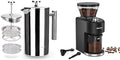Secura French Press Coffee Maker 304 Grade Stainless Steel Insulated Coffee Press with 2 Extra Screens 34oz (1 Litre) + Secura Conical Burr Coffee Grinder with 35 Grinding settings 2-12 Cups Black