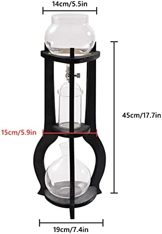 Premium Cold Brew Coffee Maker - 600ml Drip Tower for 6-8 Cups Stylish Wooden Design Perfect Iced Coffee Brewer for Home &amp Office Easy to Use (Brown)