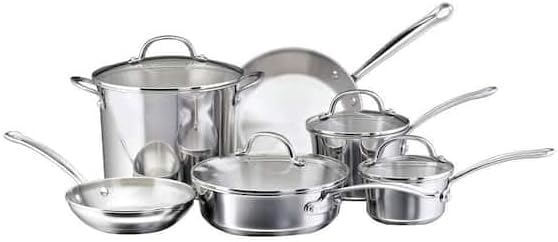 For 10-Piece Stainless Steel Cookware Set