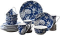 Misc Dark Blue 16 Piece Dinnerware Set Floral Porcelain Pieces