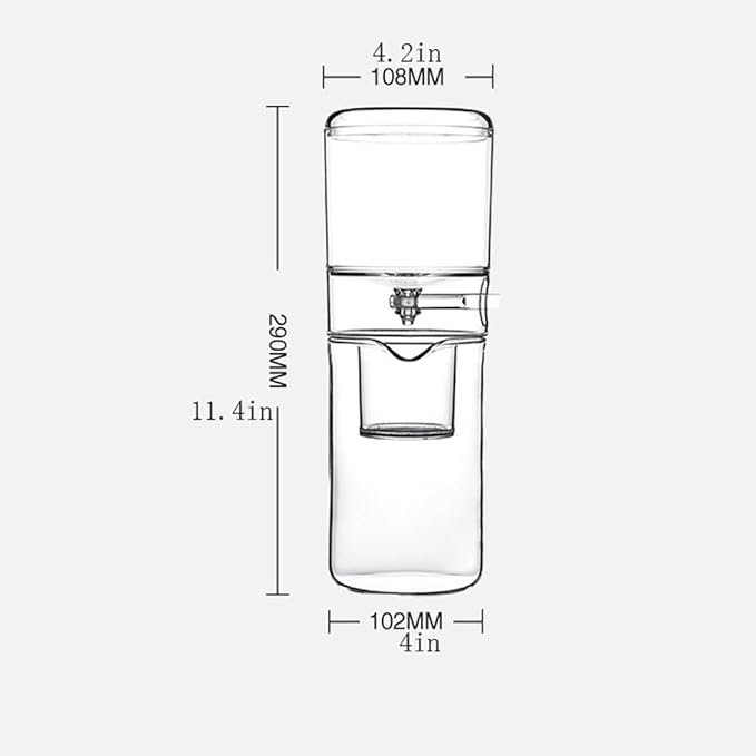 ASSICON Aluminum Espresso High Transparency Iced drip Coffee Maker with Adjustable Flow for Home Office 20.2oz Drip Coffee Makers with Filter Fits Most Stovetop Coffeemaker