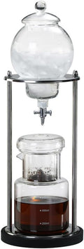 Cold Brew Coffee Maker 20OZ Iced Slow Drip Coffee Brewer Easy to Use and Clean Borosilicate Glass and Metal Base (Silver)