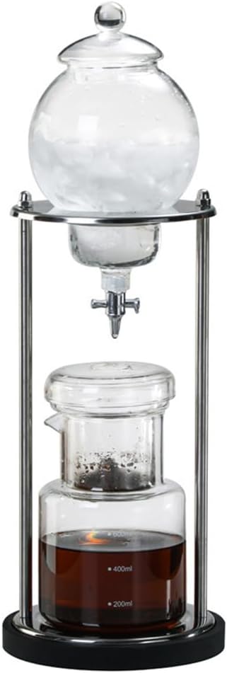 Cold Brew Coffee Maker 20OZ Iced Slow Drip Coffee Brewer Easy to Use and Clean Borosilicate Glass and Metal Base (Silver)