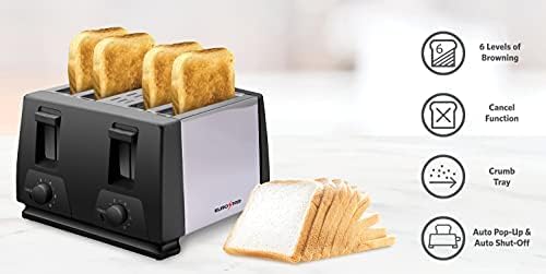 EUROSTAR ET740B 4-Slice Stainless Steel Toaster Black