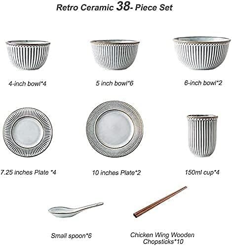 Dinnerware Set Dinnerware Sets 38-Piece Dinnerware Sets Chip Resistant Dishwasher Safe Fine Porcelain Plate And Bowl Sets For 4 5 6 People