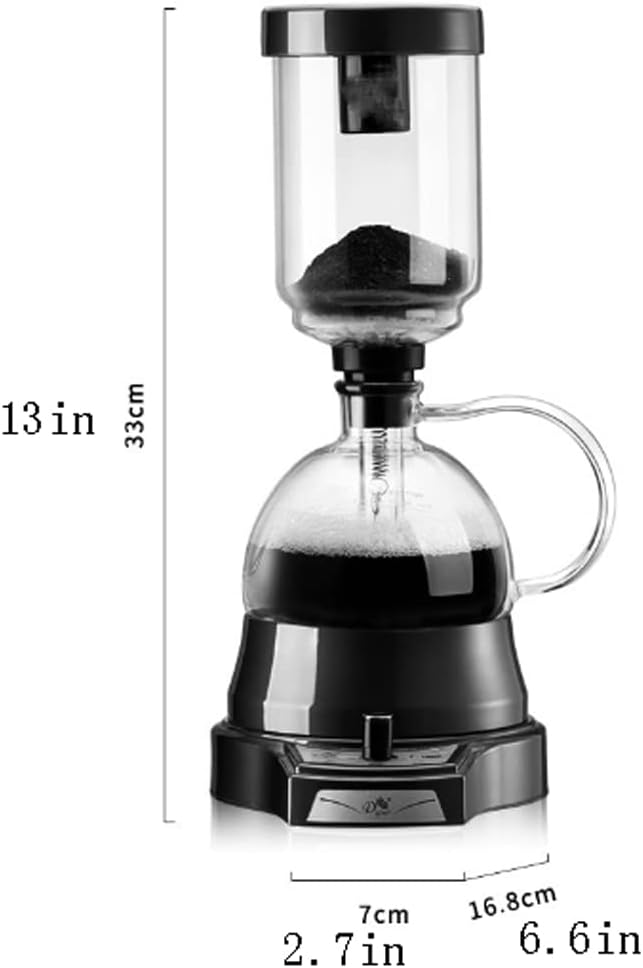 JITEM Cafetera Syphon Vacuum Coffee Maker Glass Electric Siphon Pot Knob Operation 360° Base Keep Warm 500W 400ML Manual Preparation Mode for Coffee or Tea