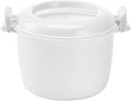 Microwave Rice Cooker 8.27X6.89X5.51In Plastic Steamer Bowl for Rice Vegetables Pasta Multifunctional Kitchen Appliance
