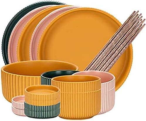 Dinnerware Sets Dish SetCreative Porcelain Tableware Set with Plates Bowls and DishCeramic Dinner Set for Home Kitchen and DinningMicrowave Dishwasher Safe (A 17pcs)