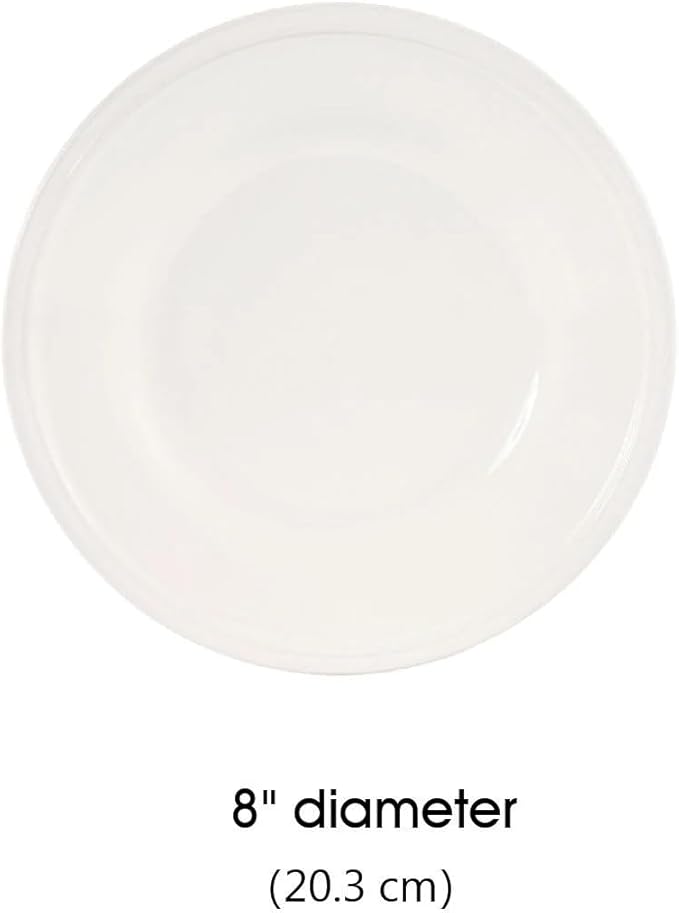 12-Piece White Stoneware Dinnerware Set Service for 4 Microwave &amp Dishwasher Safe Ceramic Plates and Bowls Set Durable Everyday Dishes for Home Kitchen