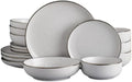 Ceramic Dinner Set 16 piece White Modern Tableware Collection with Plates and Bowls Everyday Dining Dish Set Microwave and Dishwasher Safe Serving for 4