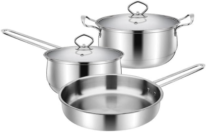 Easy to clean Thick Stainless Steel Composite Bottom Three Piece Cookware Set Kitchen