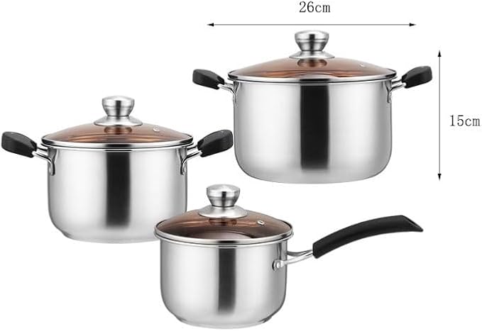 Thick Stainless Steel Composite Bottom Three Piece Cookware Set