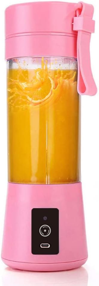 Portable Blender for Smoothies and Shakes Personal Size USB Rechargeable Juicer with 2000mAh Battery 6 Vane/Wing HighSpeed Mixer for Juice Ideal for Travel &amp Gym 380ml Capacity (Pink)