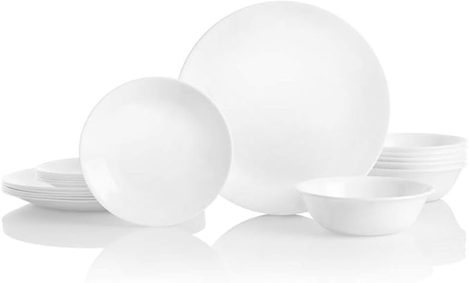 Corelle Livingware 18-Piece Dinnerware Set Winter Frost White Service for 6 (1088609)