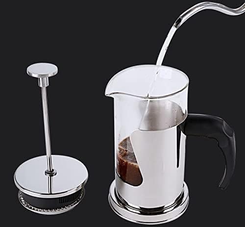 French Press Coffee/Tea Maker Single Small Espresso Press with Stainless Steel Filter High Borosilicate Carafe Durable Bamboo Handle Coffee Maker