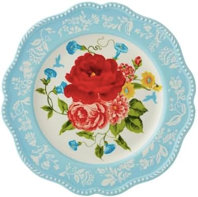 Stunning Sweet Rose Stoneware 12-Piece Dinnerware Set (Blue)