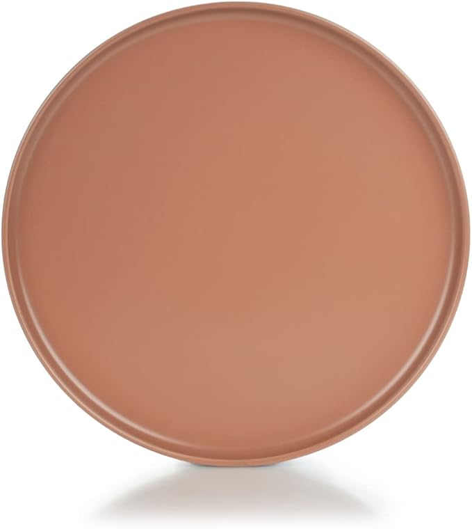 Everything Kitchens Modern Flat Dinnerware Collection (Brown Beige &amp Terracotta 12-Piece Dinner Plate Set)