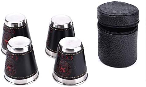 8 PCS/2 Set 70ml Outdoor Camping Tableware Travel Cups Set Picnic Supplies Stainless Steel Wine Beer Cup Whiskey Mugs PU Leather Cookware Set Cookware Picnic Boiler Cookware