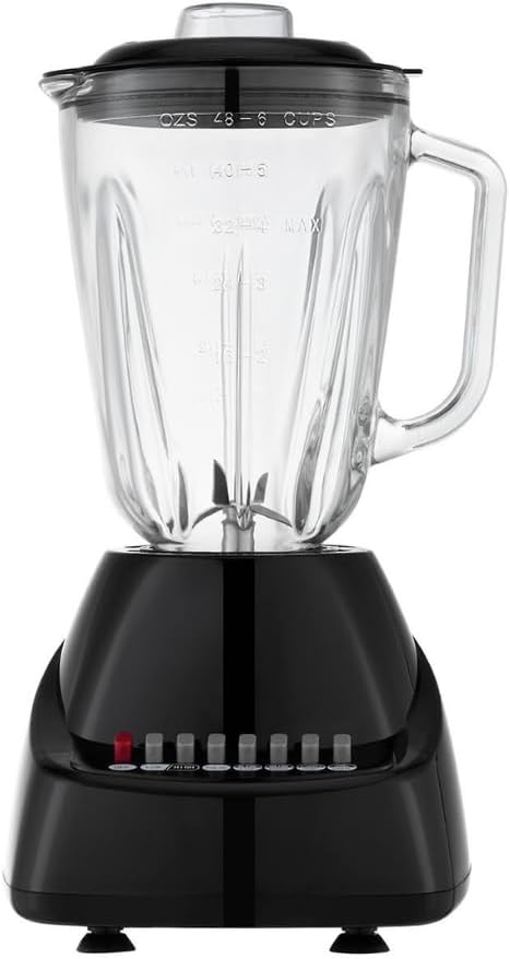Alpine Cuisine 10-Speed Blender with 50oz Glass Jar 450W High-Power Kitchen Countertop Mixer for Smoothies Shakes Crushing Ice and Pureeing Stainless Steel Blades Pulse Function Black