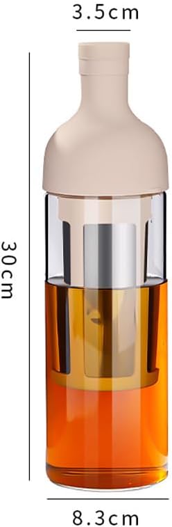 CANDeal 32oz Portable Glass Cold Brew Coffee Maker Glass Coffee Fruit Tea Tumbler with Double Layer Filter &amp Lids Iced Coffee Cups for Office (Pink)