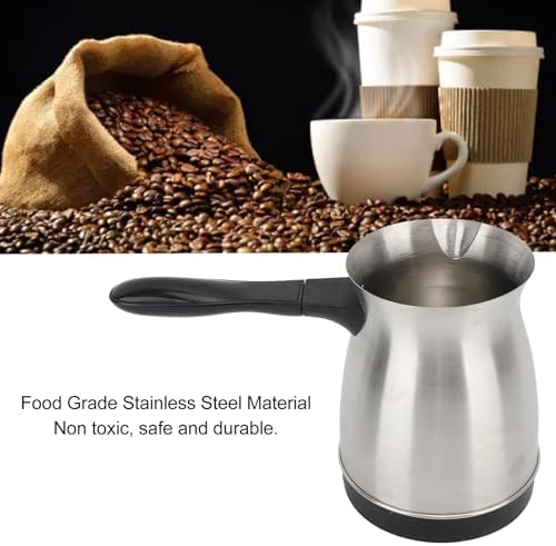 Sanpyl Turkish Coffee Pot Stainless Steel Arabic Greek &amp Turkish Electric Coffee Maker Machine Pot 600ml Coffee Tea Warmer Kettle with Removable Anti Scald Handle Cordless Base for Home &amp T