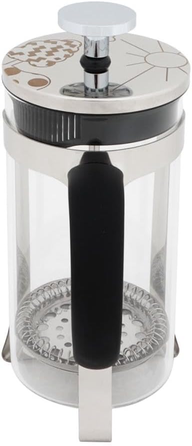 Any Morning French Press Coffee and Tea Maker Borosilicate Glass Coffee Press Stainless Steel Filter Durable and Heat Resistant Silver (600 ml 20 oz 2 Cup)