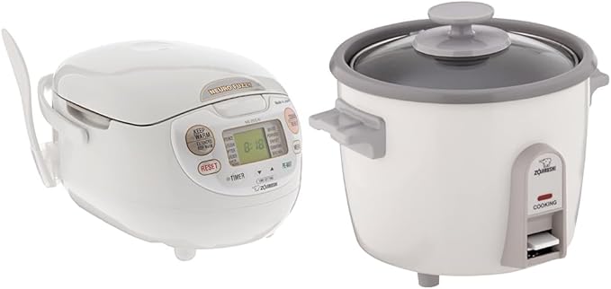 Zojirushi NS-ZCC10 Neuro Fuzzy Cooker 5.5-Cup uncooked rice / 1L White &amp NHS-06 3-Cup (Uncooked) Rice Cooker White (-WB)