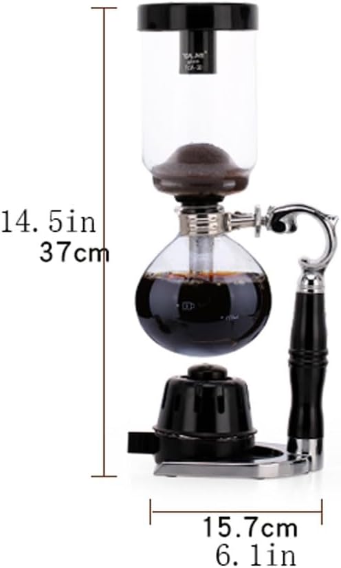 Siphon Syphon Coffee Maker with Heat-Resistant Glass Brewer with Aluminum Alloy Pine Handle Coffee Pots