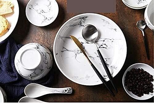 Dinnerware Set Dinner Party Tableware Service Set 44 Pieces Ceramic Tableware Set Japanese Marble Pattern Bowl Fish Plate Soup Pot Set Bowl Plate Dish Tableware Service for 10