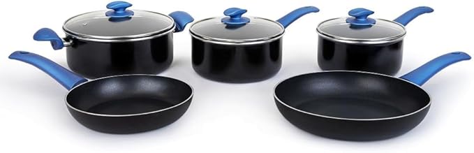YBM Home Classic Nonstick 8-Piece Cookware Set Covered Stay-Cool Handles Kitchen Stock Pot Soup Pot Cooking Pot Oven Broiler Safe 350F Compatible Induction and All Cooktops Dishwasher Safe