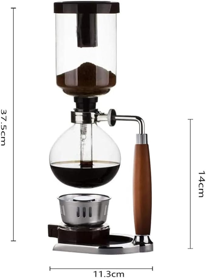 5 CupSiphon Coffee Maker with Wooden Handle syphon coffee brewercoffee siphonVacuum Brewer Pot Japanese Syphon Machine Glass Drip Coffee Maker SetComes With 10 Sheets Of Coffee Filter Cloths