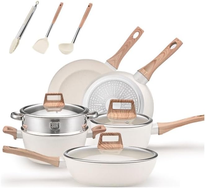 12-Piece Granite Nonstick Cookware Set Household Kitchen Supplies