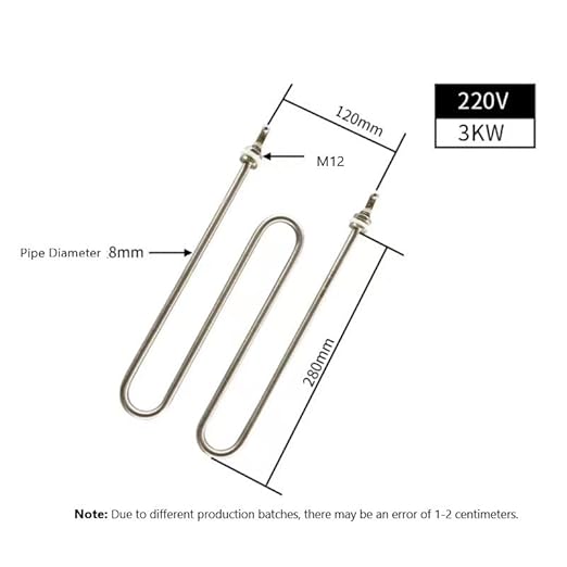 W-Shaped Q2 Rice Steamer Heating Element M12 220V/3000W 304 Stainless Steel Electric Heating Tube for Rice Steamer Water Heater Insulation Box