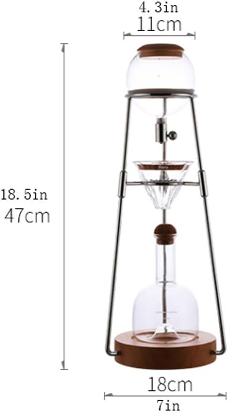 Smoothly Drip Iced Coffee Maker with Adjustable Water Flow Iced Coffee Maker in Stainless Steel and High Borosilicate Glass Coffee Pots