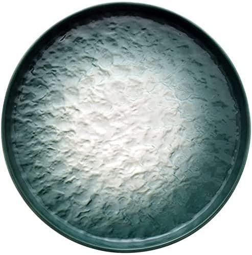 Ceramic Dinnerware Set 11 PCS White Gradient Porcelain Combination Bump Surface Design Green Plates Set for Family PartyGreen