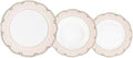 12-Piece Porcelain Dinnerware Set Blush Pink with Gold Trim 10.5/8.5/7.5 inch Plates[Sandra]