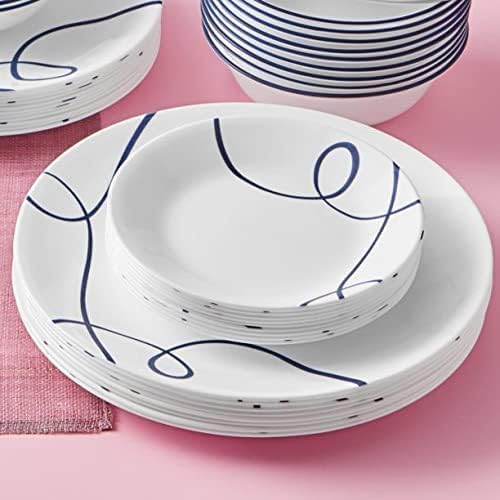 Corelle Lia 12-Piece Chips &amp Cracks Resistant Dinnerware Set Service for 4 Bluewhite