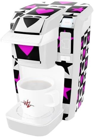 Decal Style Vinyl Skin compatible with Keurig K10 / K15 Mini Plus Coffee Makers Hearts And Stars Pink (COFFEE MAKER NOT INCLUDED)