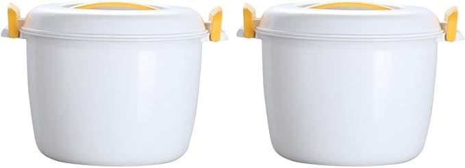 Hemoton 2pcs Microwave Food Container Rice Cooker Food Container: 1L Pasta Cooker Maker Oven Rice Cooker Microwave Cookware for Rice Chicken Pasta Rice Cooking Pot