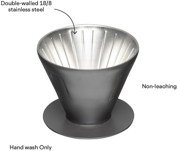 Corkcicle Pour Over Set - Pour Over Coffee Maker for Your Home - Triple-Insulated Stainless Steel Mug - BPA &amp Phthalate Free - With Non-Slip Silicone Base - Home Barista Set - Ceramic Slate