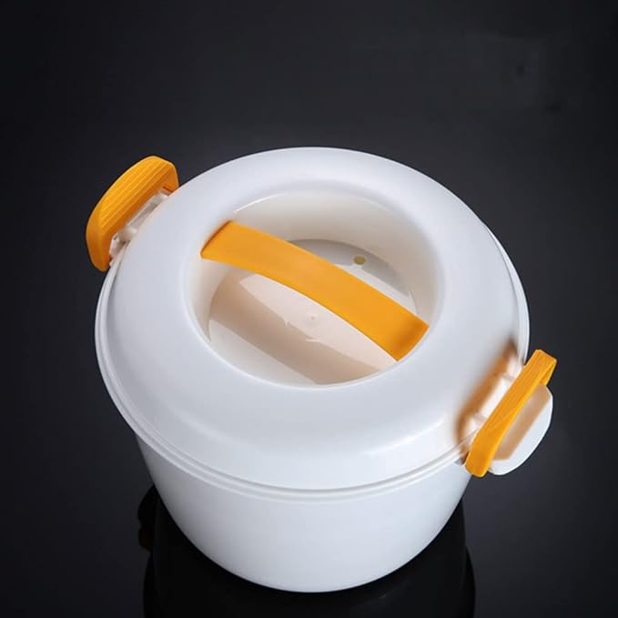 Luxshiny Microwave Rice Cooker 2-Cup Portable Rice Container Food Steamer for Home Cooking Soups Stews Pasta Compact Yellow Kitchen Appliance