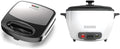 BLACK+DECKER 3-in-1 Waffle Iron WM2000SD Grill &amp Sandwich Press Bundle with 6-Cup Rice Cooker